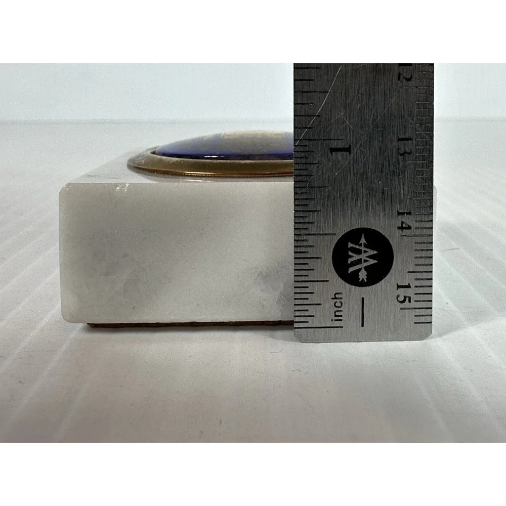 Vintage US Naval Academy Italian White Marble Paperweight Military